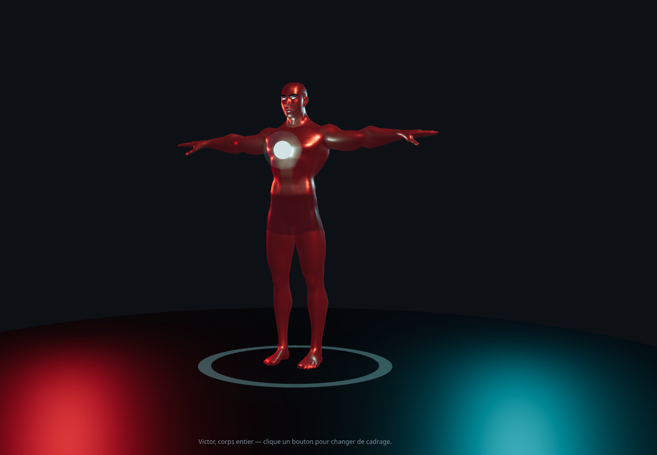 Victor, assembled in the workshop: a whole body, not a form.