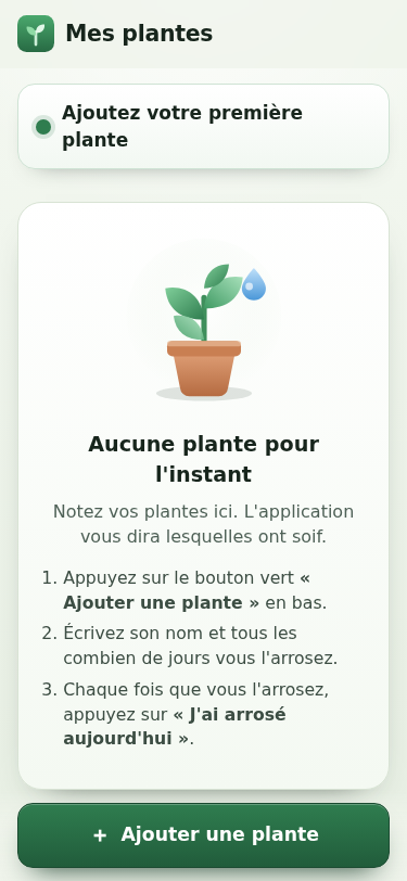 Aperçu de Mes plantes sur téléphone