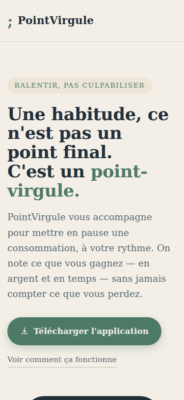 Aperçu de PointVirgule sur téléphone